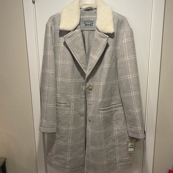 Wool blend sherpa collar top coat - Picture 2 of 5